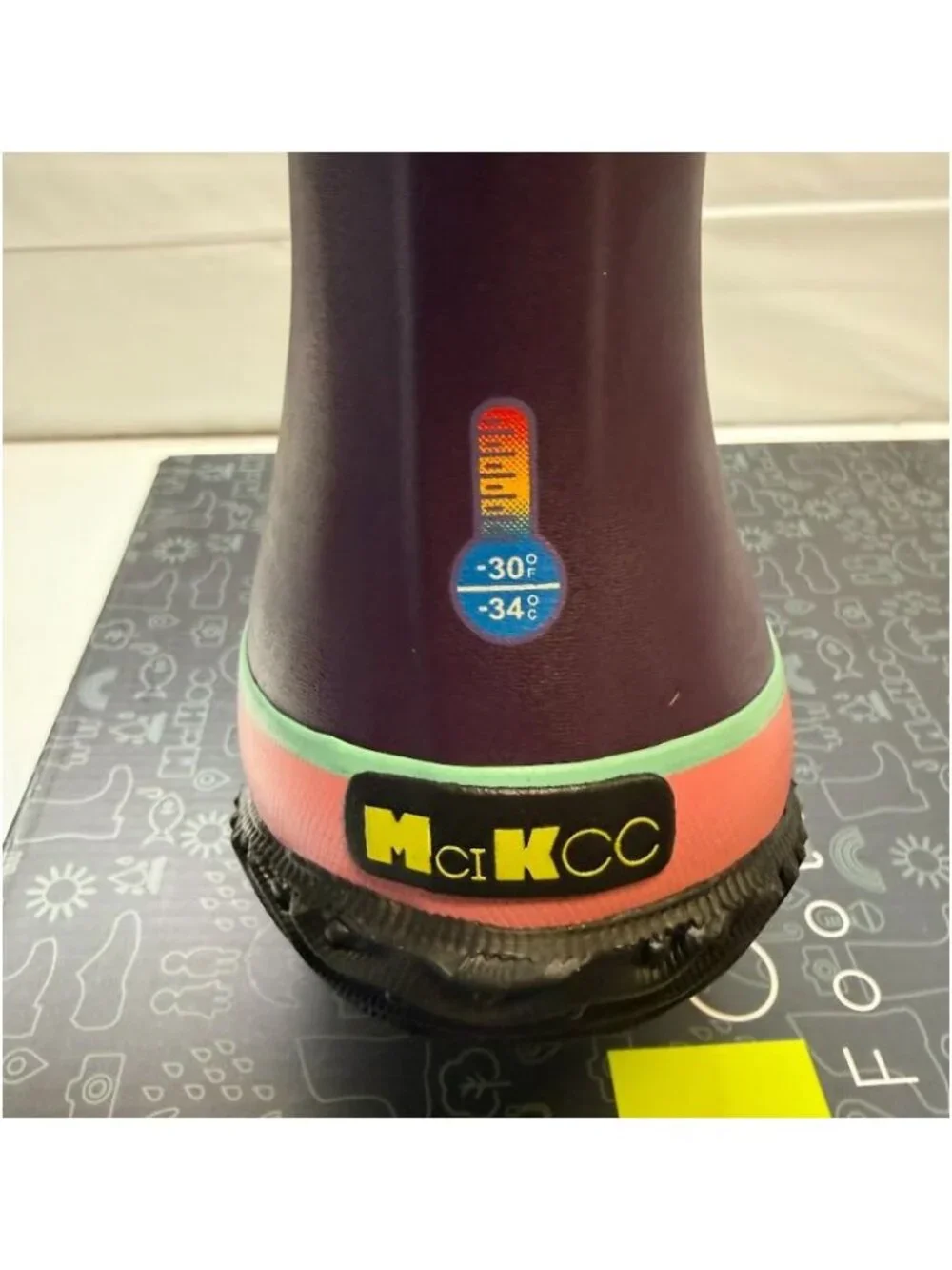 MCIKCC Kids Waterproof Rubber Rain/Snow Boots Purple/Pink Size 5 NEW